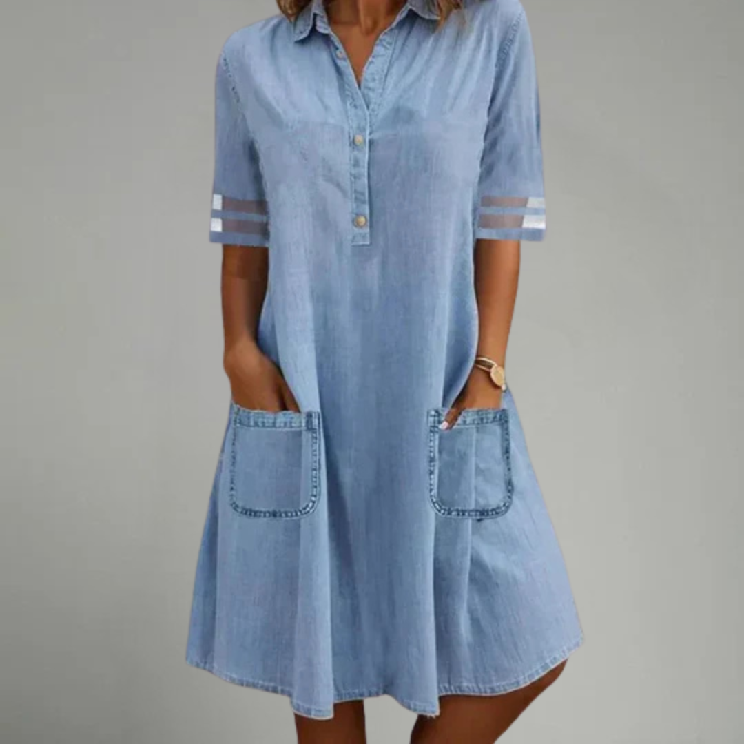 Jill | Denim Mini Dress with Side Pockets