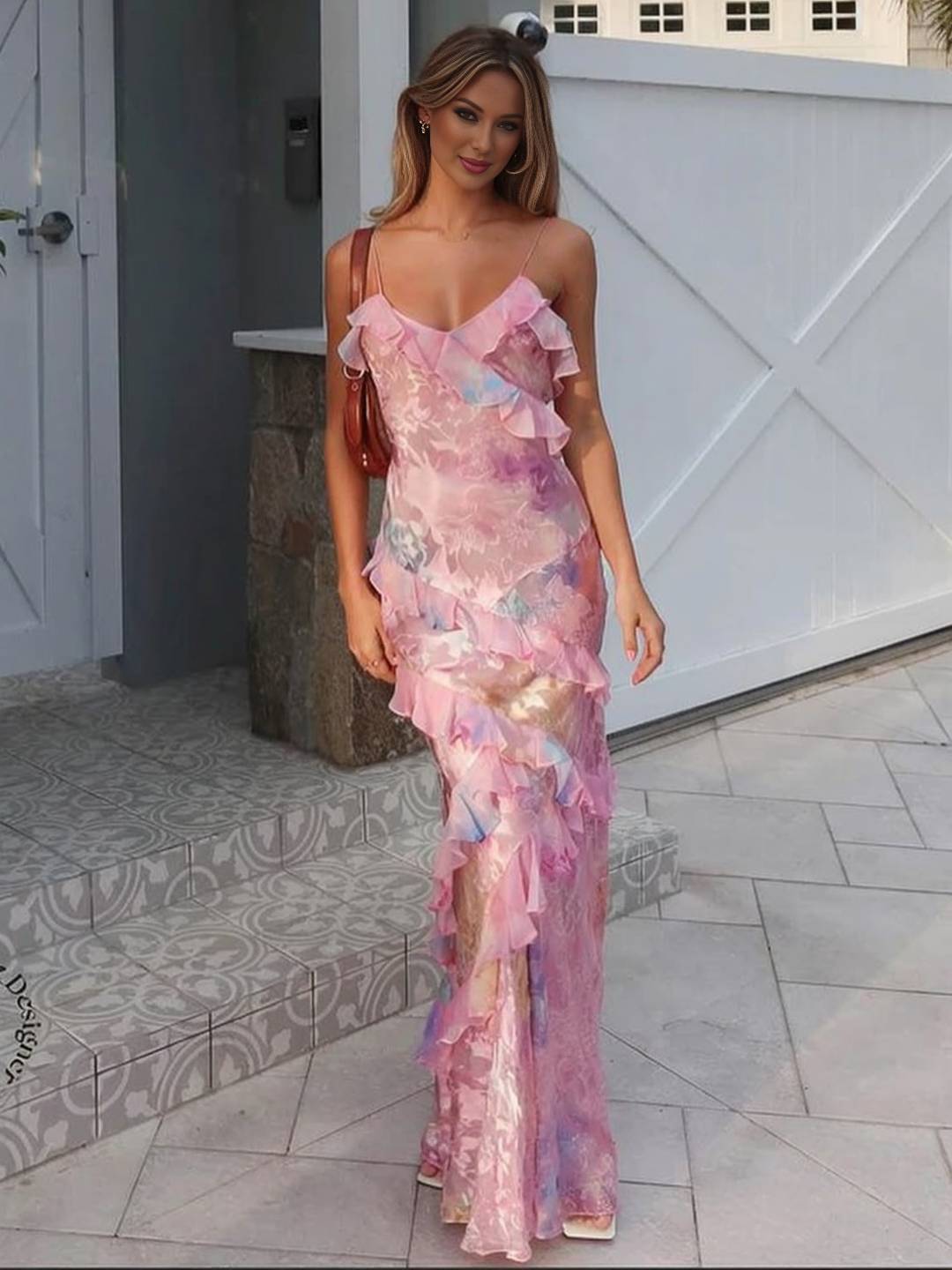 FIORELLA Floral Ruffle Maxi Dress