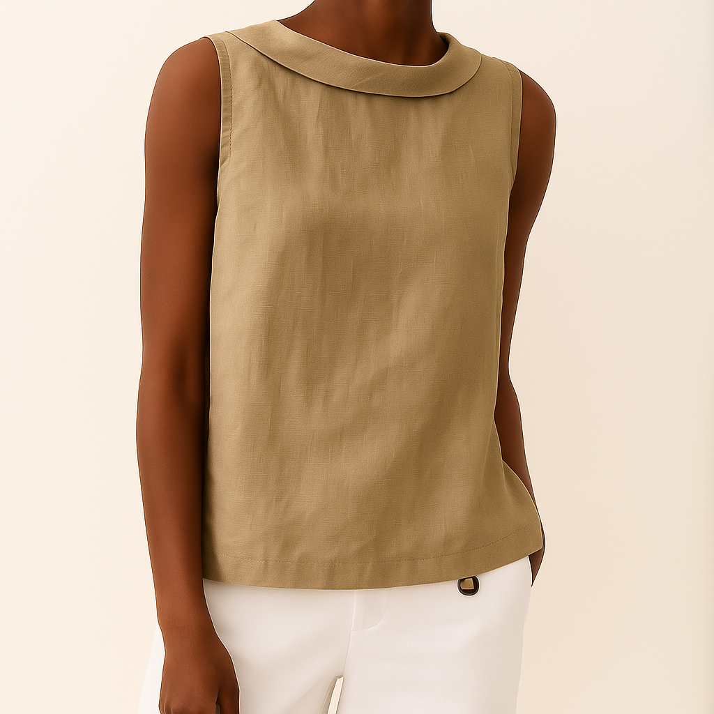 Maria™ | Sleeveless Roll Collar Top