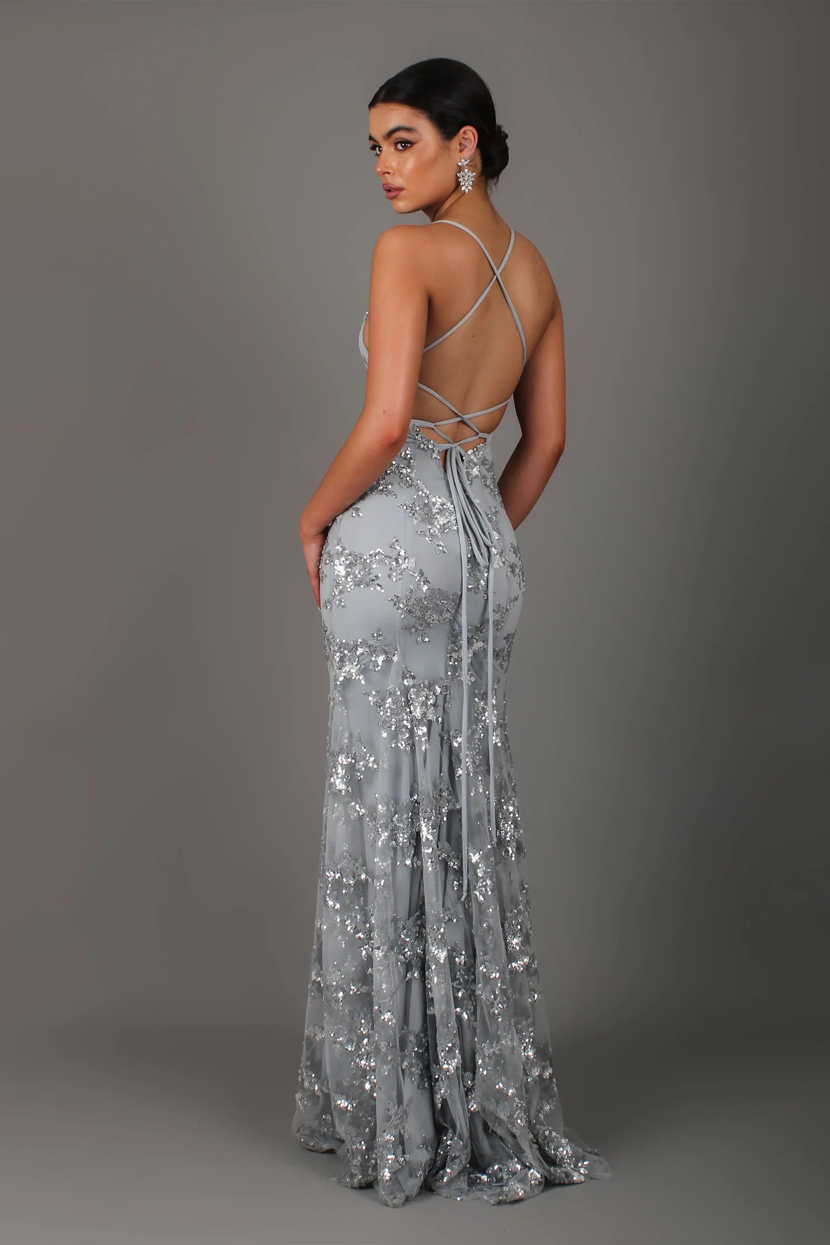 SERENYA Sequin V-Neck Backless Maxi Dress