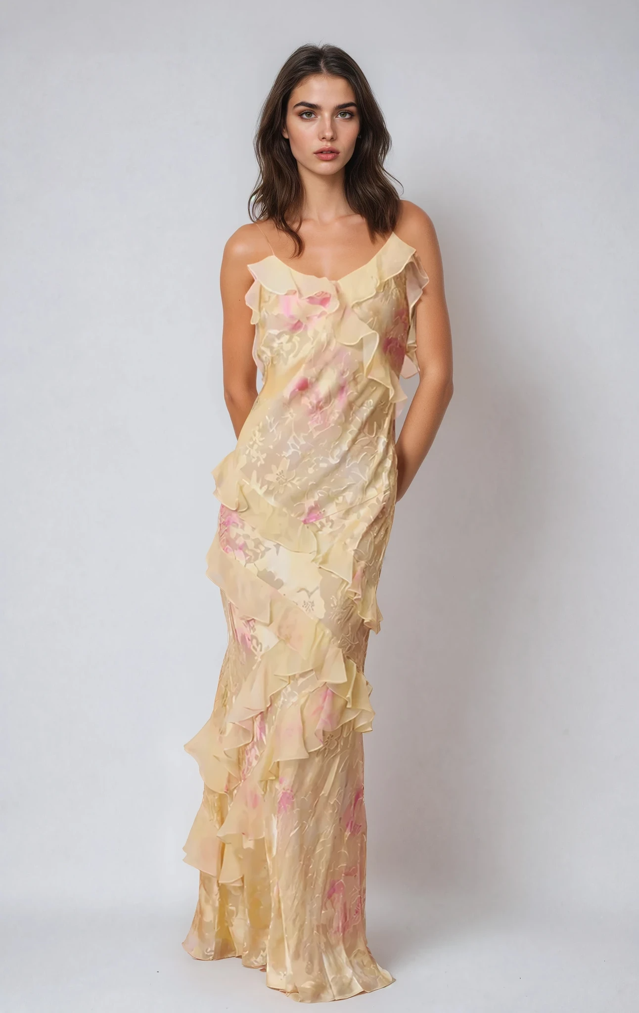 FIORELLA Floral Ruffle Maxi Dress