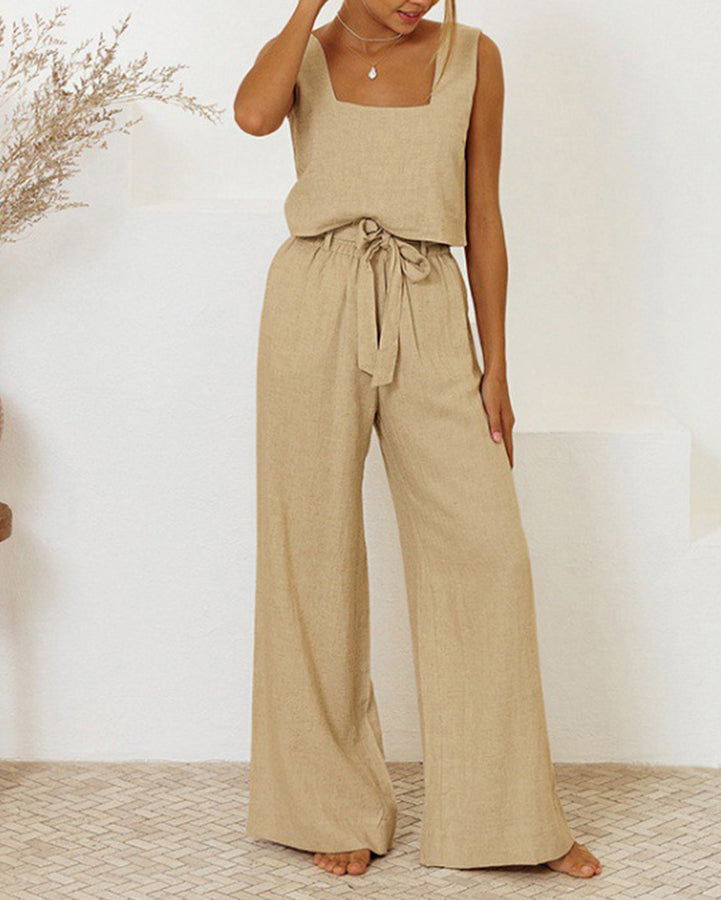 Milena - Minimalist Top and Wide Trousers Set