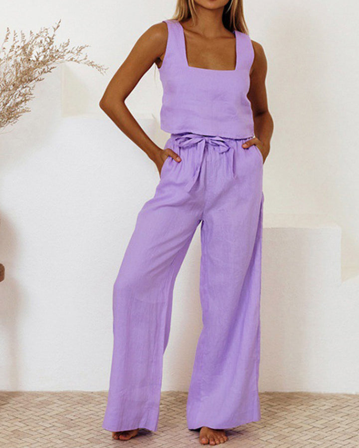 Milena - Minimalist Top and Wide Trousers Set