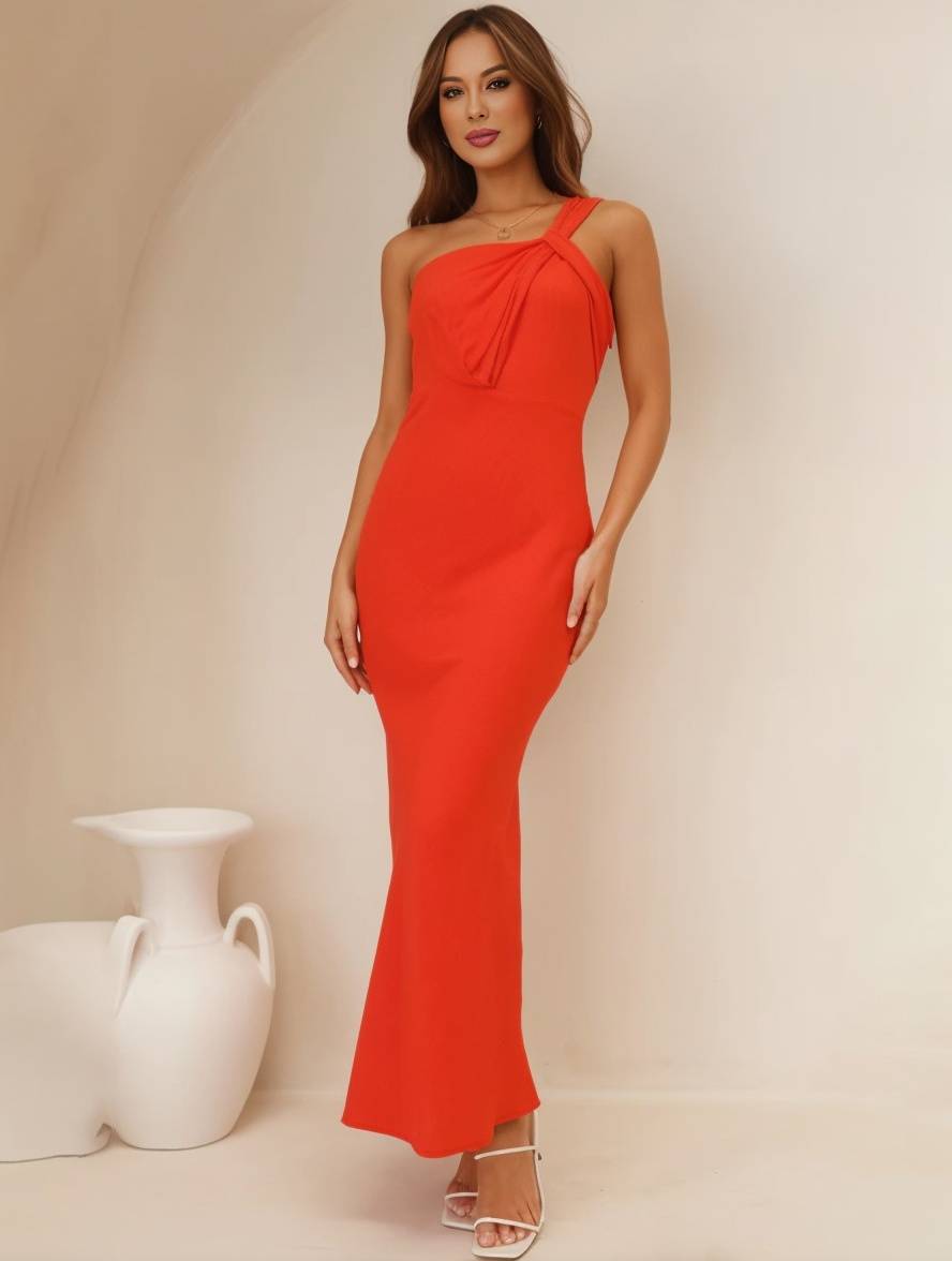 ELEVA Satin Maxi Dress