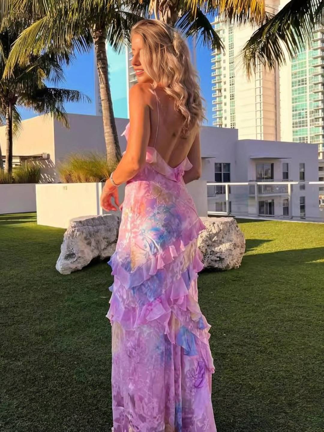 FIORELLA Floral Ruffle Maxi Dress