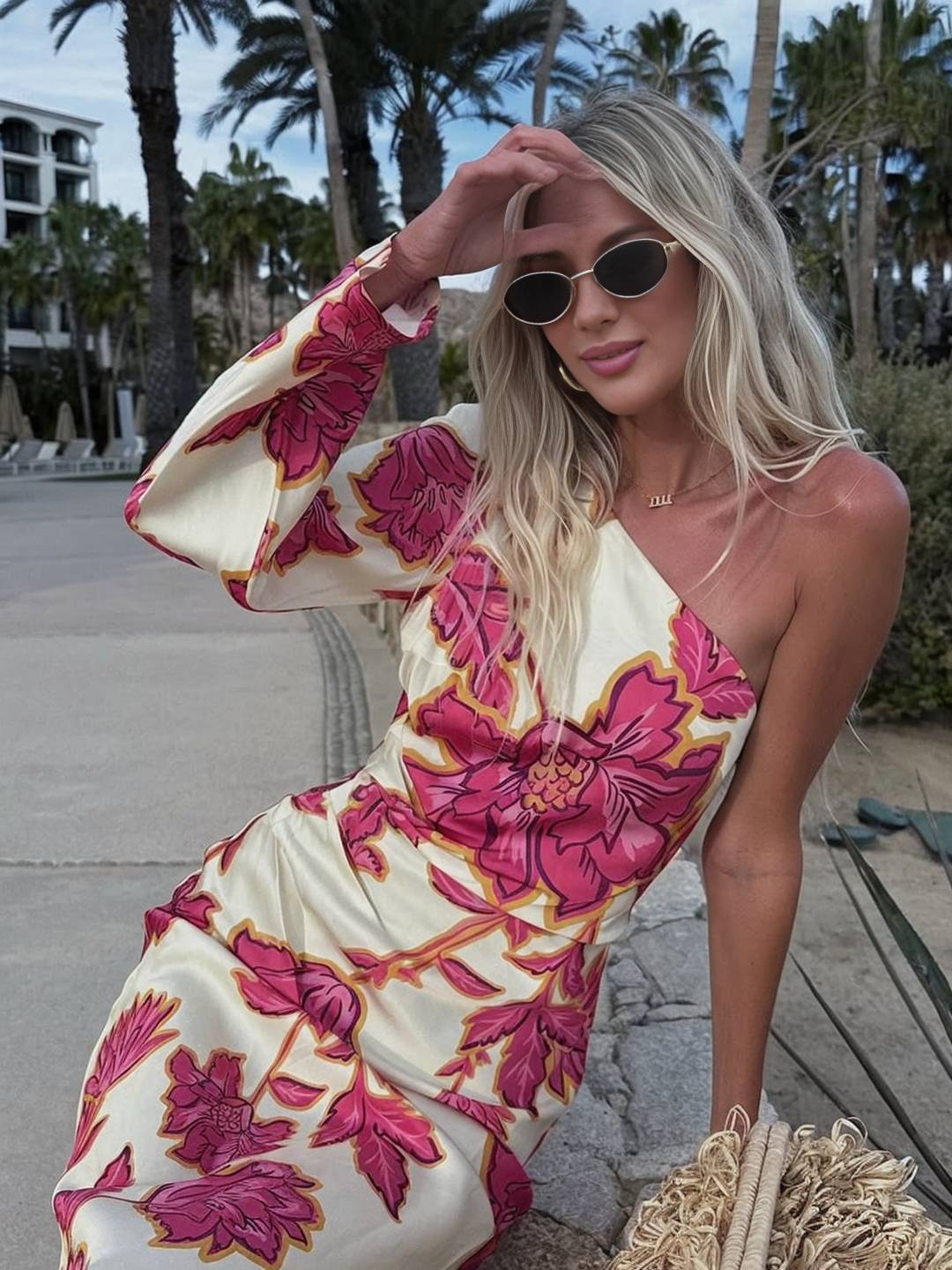 SOLEA Satin Floral Maxi Dress