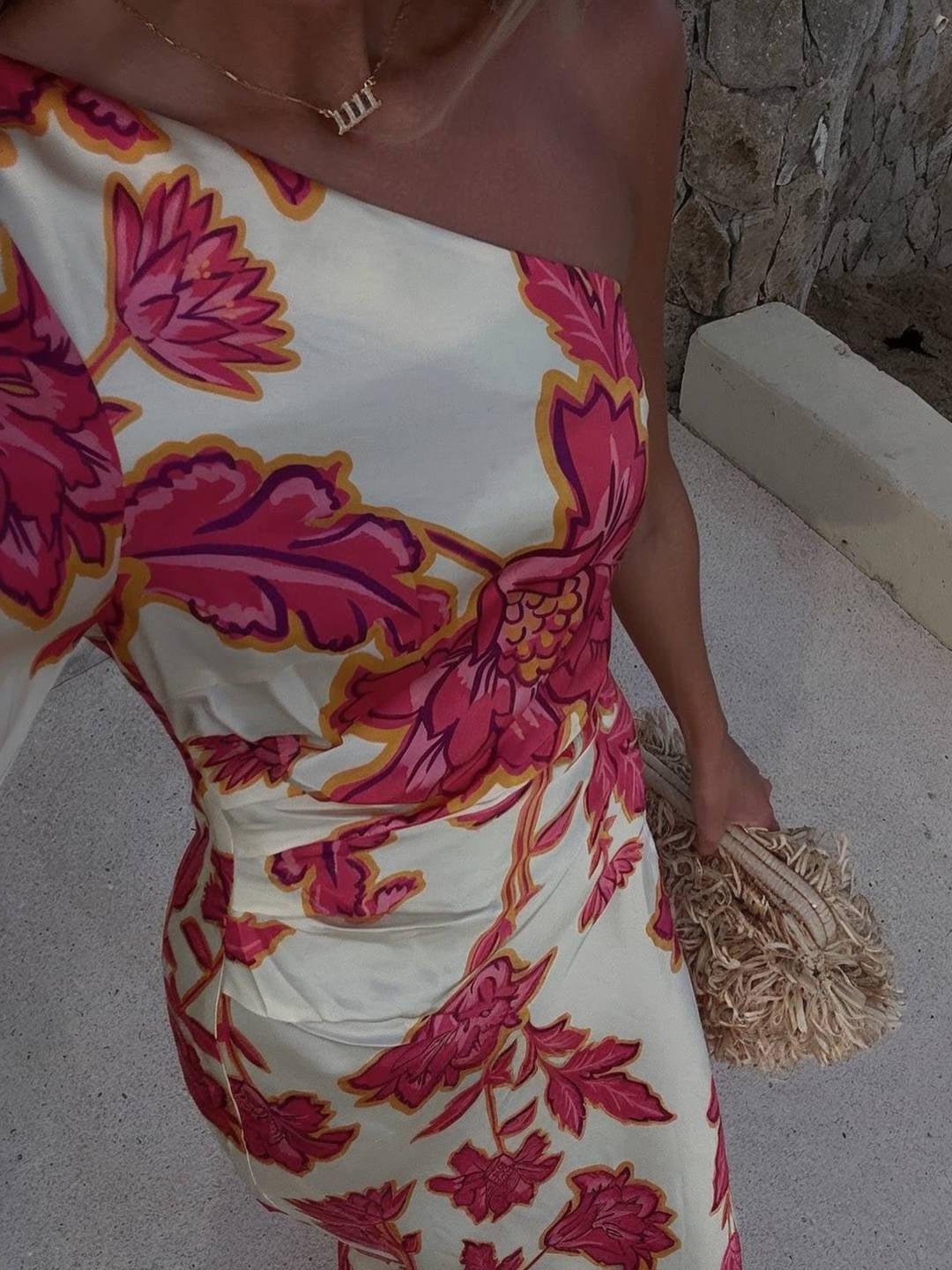 SOLEA Satin Floral Maxi Dress