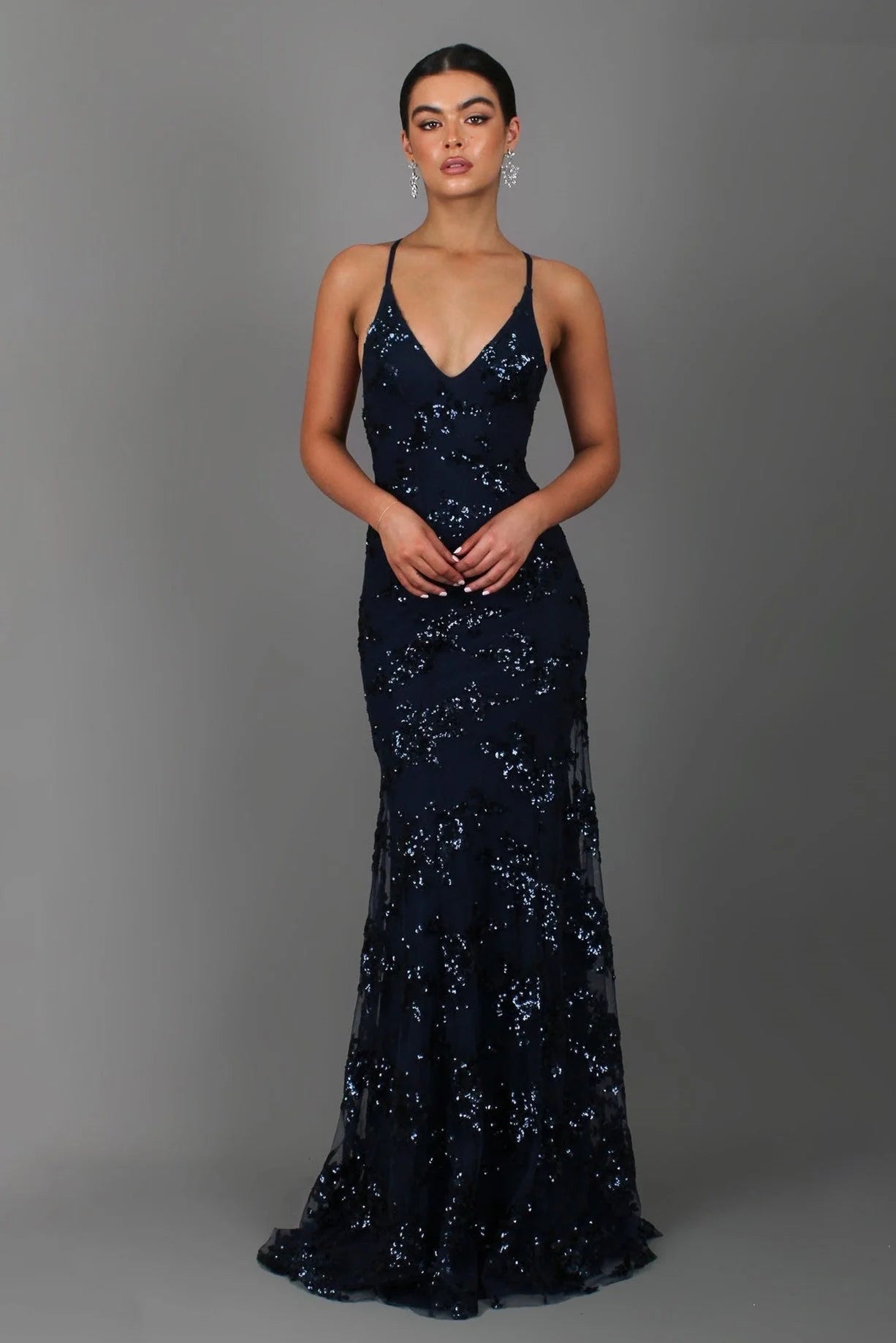 SERENYA Sequin V-Neck Backless Maxi Dress