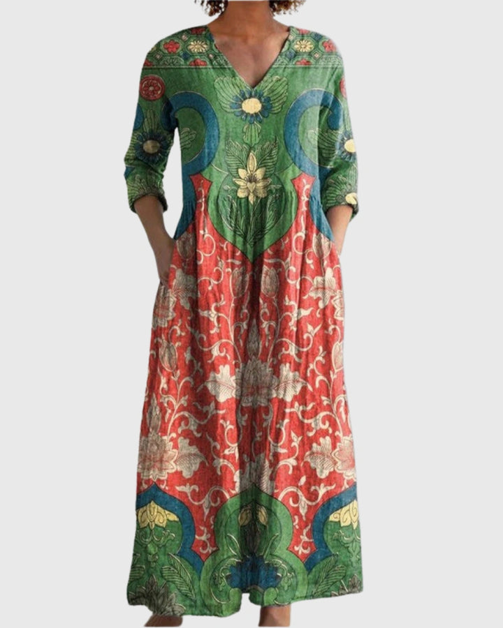 Elara | Vintage Floral Print Dress