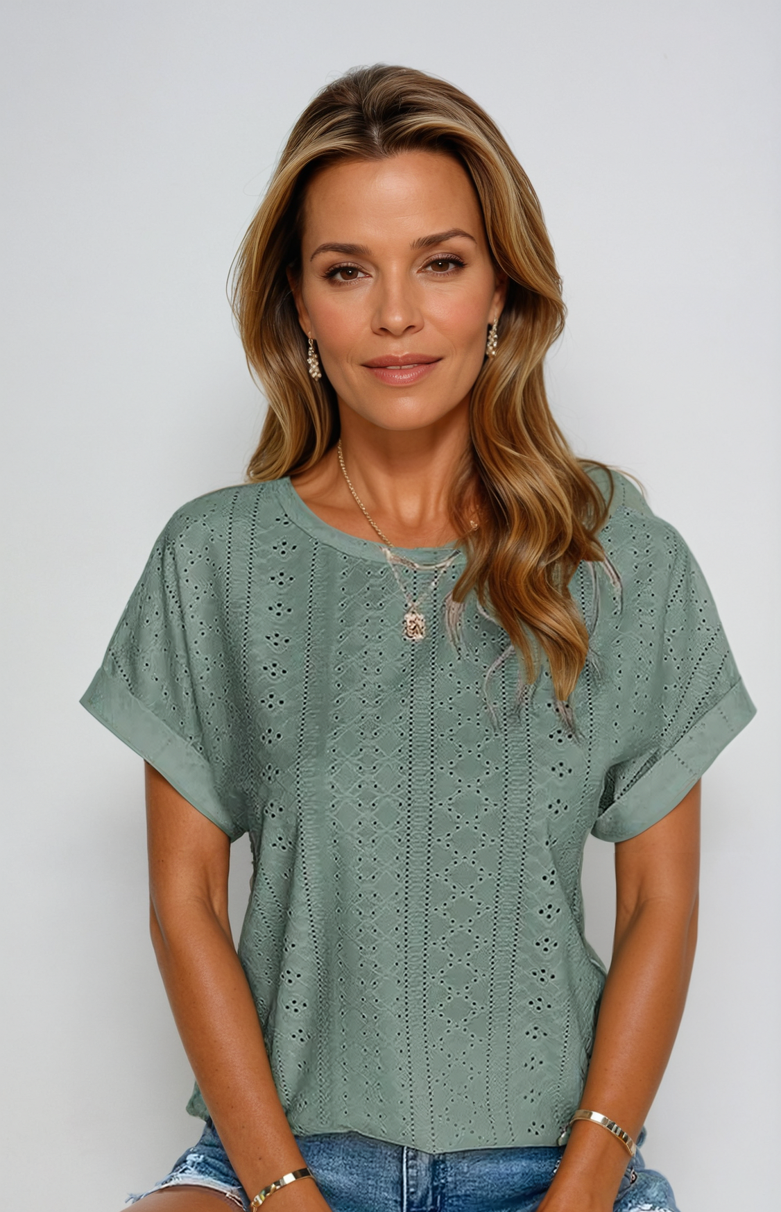 Orlena - Casual Eyelet Top
