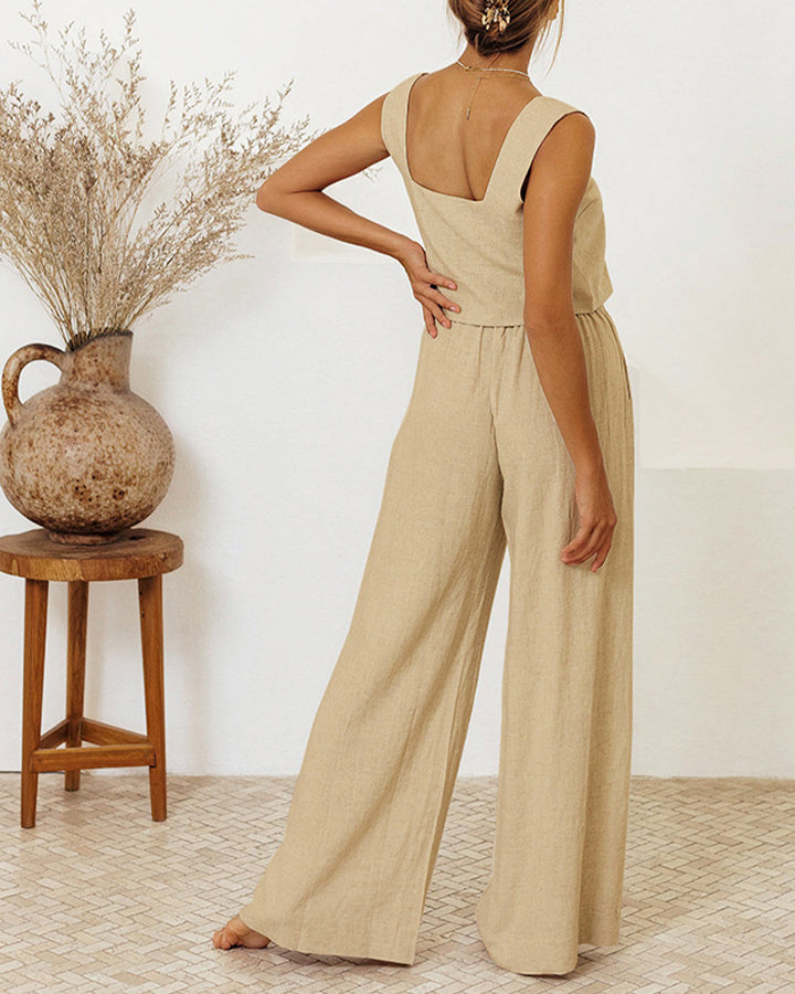 Milena - Minimalist Top and Wide Trousers Set