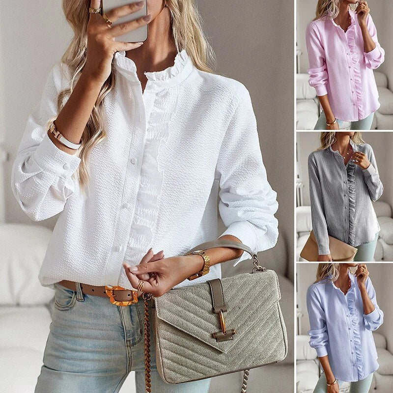 Audrey | Elegant Classic Ruffle Shirt